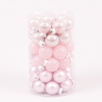 Кульки скляні Flora D 2,5 см 48 шт Рожевий (44534)