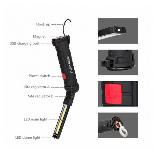 Ліхтар LED багатофункціональний WorkLight W52-SMD+COB з магнітом та гачком (W52) Ліхтар LED багатофункціональний WorkLight W52-SMD+COB з магнітом та гачком (W52)