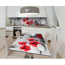 Наклейка 3Д вінілова на стіл Zatarga «Лондон-Париж» 650х1200 мм для будинків, квартир, столів, кав'ярень