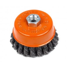 Щітка Polax чашкова по металу для УШМ (болгарки) пучки витого плетеного сталевого дроту М14 75 мм (54-160)