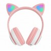 Бездротові Bluetooth навушники з вушками Cat Ear VZV-23M/7805 з LED підсвіткою Рожеві