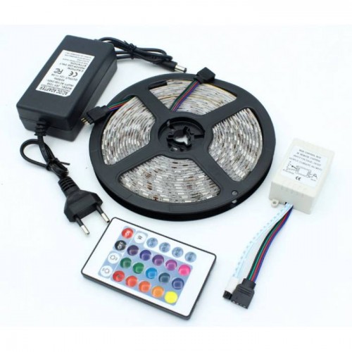 Світлодіодна стрічка LED 3528 RGB комплект 5 метрів, різнокольорова + пульт ДУ HMD 136-13128160 Світлодіодна стрічка LED 3528 RGB комплект 5 метрів, різнокольорова + пульт ДУ HMD 136-13128160