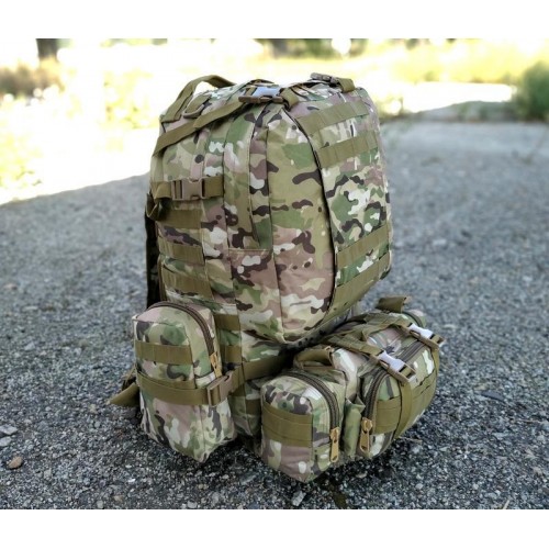 Тактичний великий рюкзак з підсумками TacticBag 45-55 л Камуфляж (1628818710) Тактичний великий рюкзак з підсумками TacticBag 45-55 л Камуфляж (1628818710)
