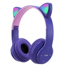Бездротові Bluetooth навушники з котячими вушками та лід підсвічуванням Y47 Cat Ear Фіолетові (77-8651)