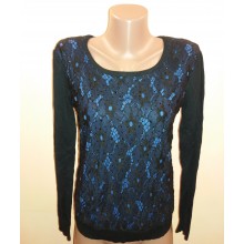 Жіночий светр з мереживом Mine р.42-44 Чорний (Ю 63)