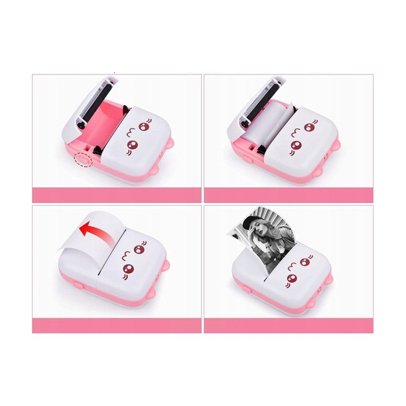 Термопринтер дитячий портативний з термодруком Jetix Portable Mini Printer MX06 Рожевий