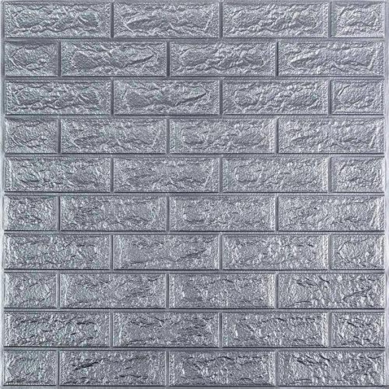 3D панель самоклеюча цегла Срібло 700х770х3мм (017-3) Sticker Wall SW-00000230