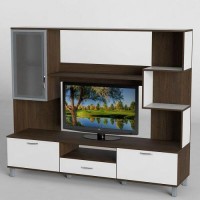 Стінка в вітальню Тиса Мебель Вітальня-43 Венге Білий 1600x450x1800 мм Стінка в вітальню Тиса Мебель Вітальня-43 Венге Білий 1600x450x1800 мм