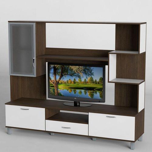 Стінка в вітальню Тиса Мебель Вітальня-43 Венге Білий 1600x450x1800 мм Стінка в вітальню Тиса Мебель Вітальня-43 Венге Білий 1600x450x1800 мм