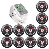 Система виклику офіціанта бездротова з годинником - пейджером Retekess TD109 + 10 чорних кнопок (з кнопкою ЗАКАЗ)