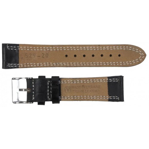 Ремінець для годинника зі шкіри Mykhail Ikhtyar 20 мм Чорний (S529-20S black) Ремінець для годинника зі шкіри Mykhail Ikhtyar 20 мм Чорний (S529-20S black)