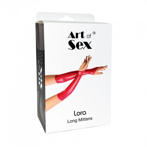 Вінілові міттинки Art of Sex - Lora довгі, размер M, колір червоний в інтернет супермаркеті PbayMarket!