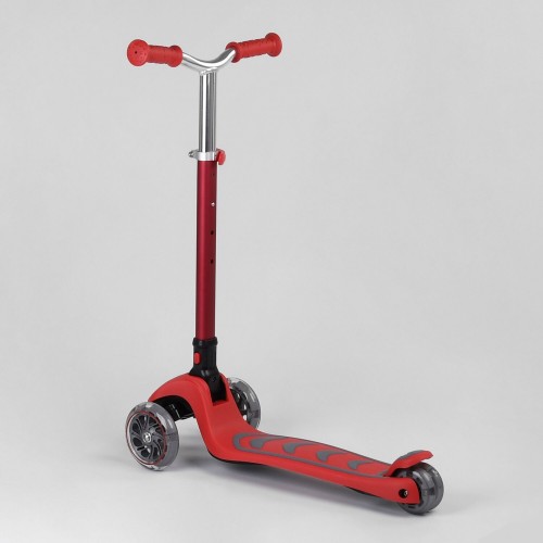 Самокат триколісний Best Scooter складане алюмінієве кермо, 4 колеса PU зі світлом Red (99639)