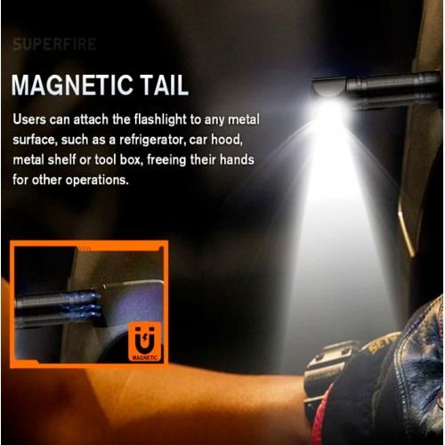 Ліхтар акумуляторний SuperFire TH06 600 Lumen IP43 Чорний (2506456885)