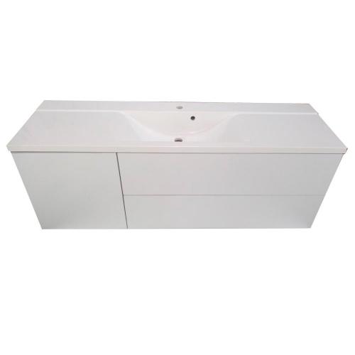 Пластикова підвісна тумба Mikola-M Big Push 150 см з кам'яним умивальником Пластикова підвісна тумба Mikola-M Big Push 150 см з кам'яним умивальником