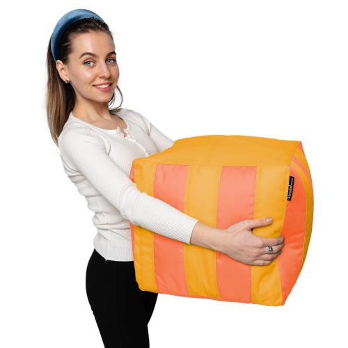 Пуф Кубик Смугастий Оксфорд 40х40 Студія Комфорту Помаранчевий + Жовтий Пуф Кубик Смугастий Оксфорд 40х40 Студія Комфорту Помаранчевий + Жовтий