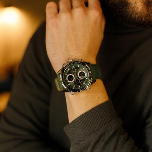 Наручний годинник чоловічий NaviForce Fly ArmyGreen Сріблястий (2743)