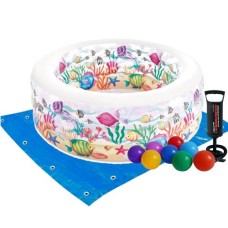Дитячий надувний басейн Intex 58480-2 «Акваріум», 152 х 56 см, з кульками 10 шт, підстилкою, насосом