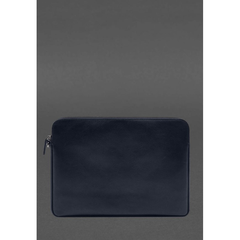 Шкіряний чохол для ноутбука на блискавці з кишенею та хлястиком на руку Синій BlankNote