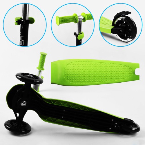 Самокат-велобіг Best Scooter 3 в 1 колеса PU зі світлом сидіння батьківська ручка 50 кг Green (106696)