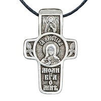 Хрест натільний посріблений Silvering Христина Свята Мучениця Христина Тирська 3х1,8х0,2 см (19577)
