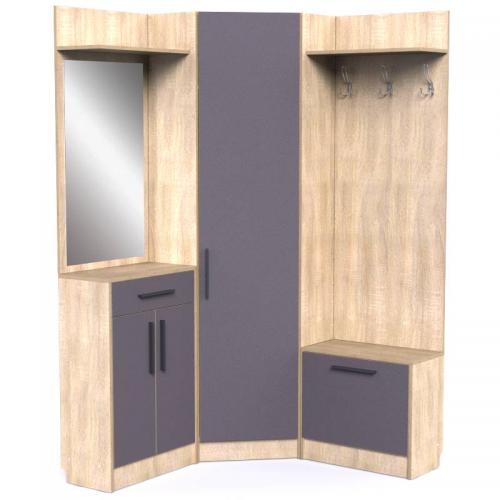 Прихожа Тиса Мебель Прихожа-33 Сонома Графіт 210x125x125 см Прихожа Тиса Мебель Прихожа-33 Сонома Графіт 210x125x125 см