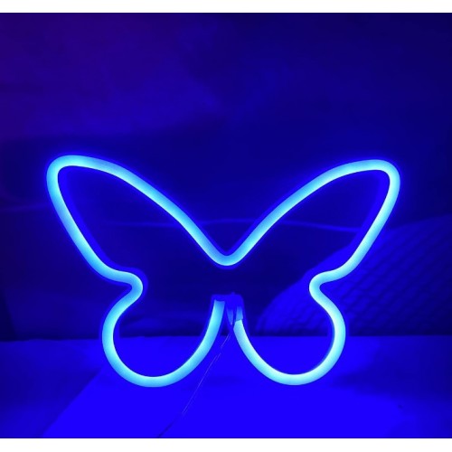 Настінний неоновий світильник нічник Angel Метелик Butterfly синій
