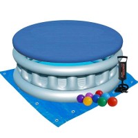 Дитячий надувний басейн Bestway 51080-3 «Космічний корабель», 152 х 43 см, з кульками 10 шт, тентом, підстилкою та насосом