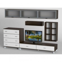 Стінка в вітальню Тиса Мебель Вітальня-19 Венге Білий 2050x450x2700 мм