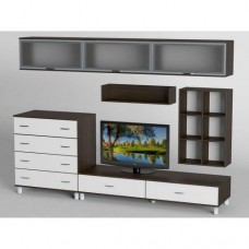Стінка в вітальню Тиса Мебель Вітальня-19 Венге Білий 2050x450x2700 мм