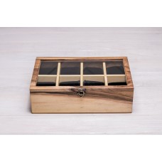Скринька коробка органайзер з дерева з подушечками ecoWalnut 8.2х27.5х18 см