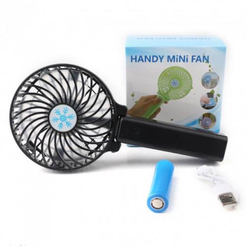 Вентилятор акумуляторний міні із ручкою USB діаметр 10см Handy Mini Fan чорний в інтернет супермаркеті PbayMarket!