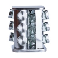 Набір ємностей для спецій TS Kitchen 12 баночок по 100 мл на металевій підставці хром (HP15290)