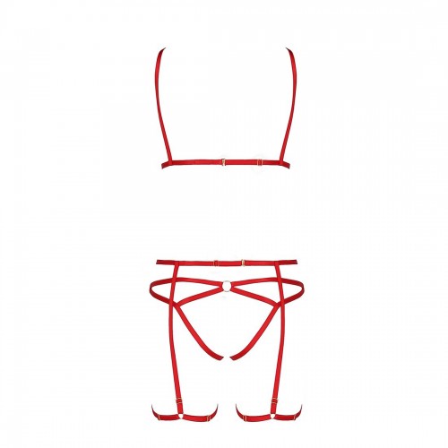Еротичний комплект білизни MAGALI SET WITH OPEN BRA XXL/XXXL Червоний (PS23803)