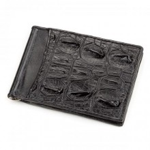 Затискач CROCODILE LEATHER 18169 із натуральної шкіри крокодила Чорний, Чорний