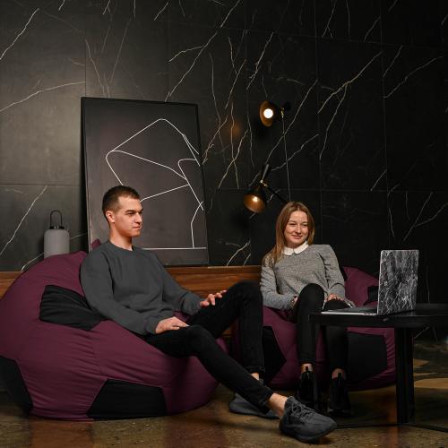 Крісло мішок М'яч Оксфорд 120см Студія Комфорту Великий Бордовий + Чорний