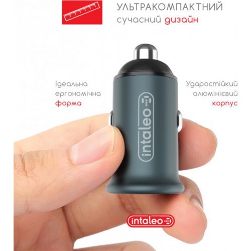Автомобільний зарядний пристрій Intaleo CCGQPD120T (USB, 3A) Grey (1283126509957) + кабель USB Type С в інтернет супермаркеті PbayMarket!