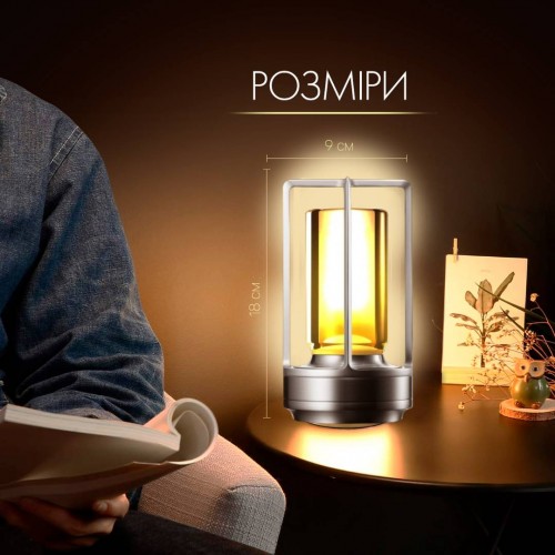 Лампа-нічник світлодіодна сенсорна No Brand LED акумуляторна з регулюванням яскравості Срібло (KL-Silver) Лампа-нічник світлодіодна сенсорна No Brand LED акумуляторна з регулюванням яскравості Срібло (KL-Silver)