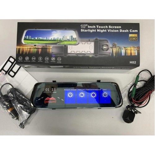 Дзеркало відеореєстратор із сенсорним екраном 10 дюймів та камерою заднього вигляду DVR-H02