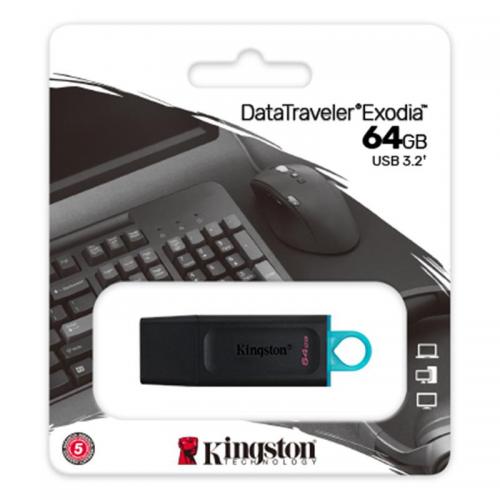 Флеш-накопичувач USB3.2 64GB Kingston DataTraveler Exodia Black/Teal (DTX/64GB) в інтернет супермаркеті PbayMarket!