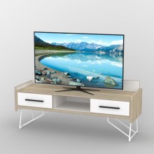 Тумба під телевізор Тиса Мебель ТВ-318 Дуб сонома Білий 60x44x140 см