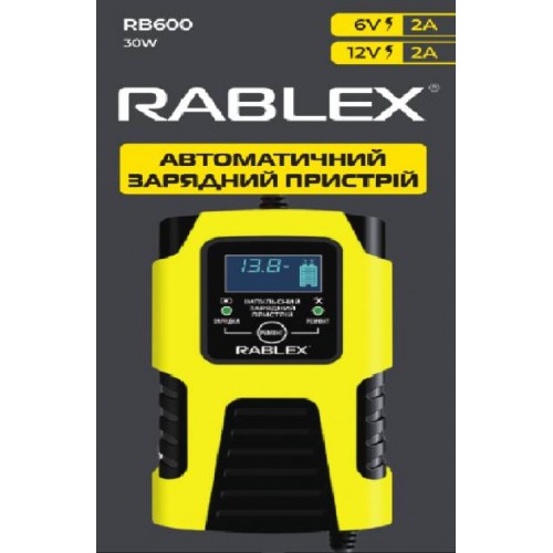 Автоматичний зарядний пристрій для акумуляторів Rablex RB-600 6V-12V 2Ah 30W Автоматичний зарядний пристрій для акумуляторів Rablex RB-600 6V-12V 2Ah 30W
