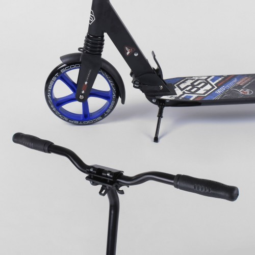 Самокат алюмінієвий Best Scooter з PU колесами, 2 амортизаторами Black/Blue (92088) Самокат алюмінієвий Best Scooter з PU колесами, 2 амортизаторами Black/Blue (92088)