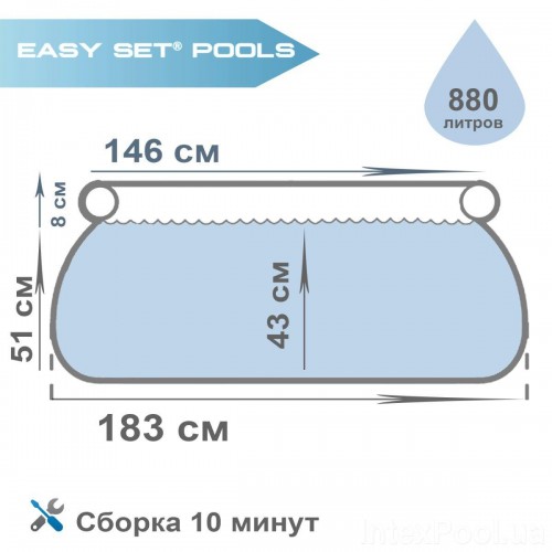 Надувний басейн Intex 28101 - 3, 183 х 51 см (2 006 л/год, тент, підстилка, насос) (hub_7pd3u9)