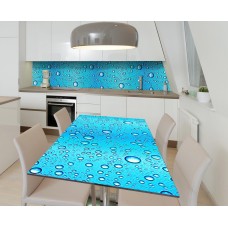Наклейка 3Д вінілова на стіл Zatarga «Краплі океану» 600х1200 мм для будинків, квартир, столів, кав'ярень.