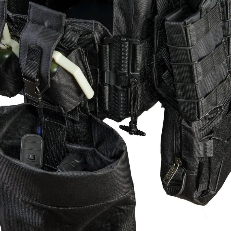 Комплект плитоноски з підсумками та напашником без плит No Brand 25 х 30 см Чорний (2019384333)