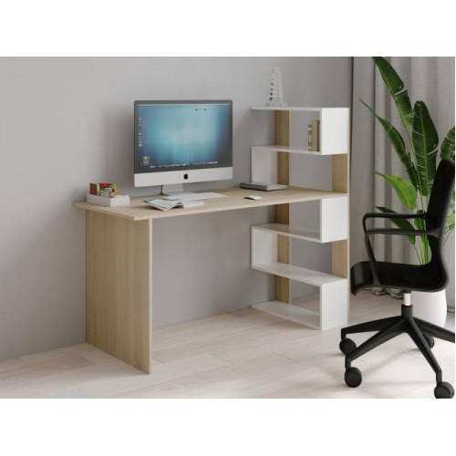 Стіл письмовий Меблева Площа СП-4 141.6х60х123 см Дуб сонома + Білий Стіл письмовий Меблева Площа СП-4 141.6х60х123 см Дуб сонома + Білий