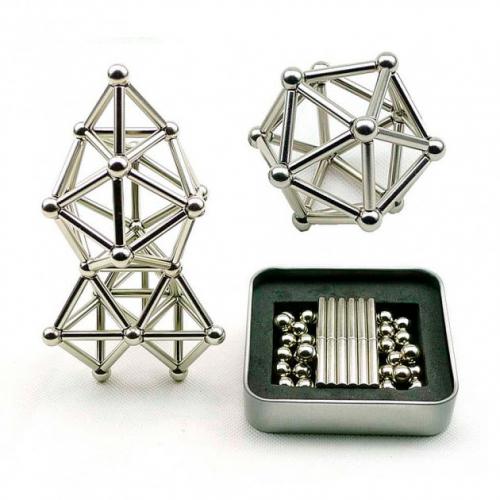 Магнітний конструктор дитячий Neocube Buckyballs amp; Buckybars головоломка-антистрес 63 деталі Сріблястий