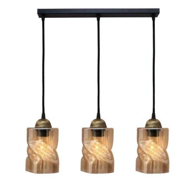 Світильник підвісний MSK Electric Tornado на планці під три лампи Е27 PL 20245-3 BK Чорно-бронзовий (619281)