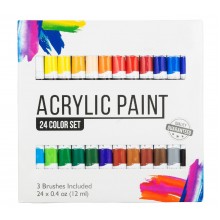 Набір акрилових фарб для малювання Yover AcryLic Paint 24 кольори в тубах по 12 мл.
